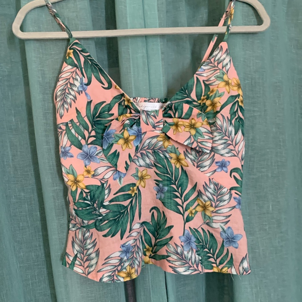 Floral crop top with bow